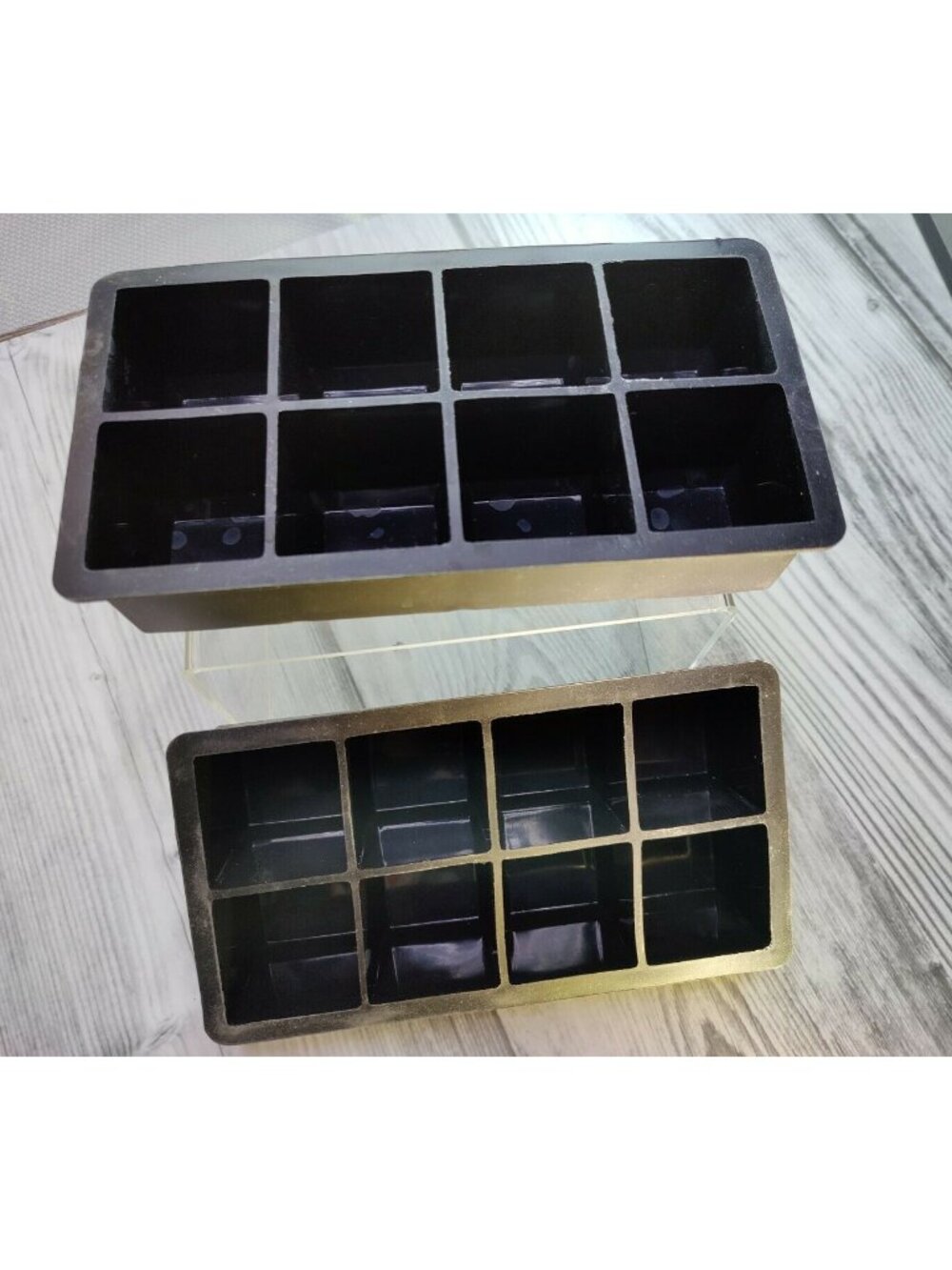 2 Pack Large Silicone Ice Cube Trays, 2-Inch Cubes - Whiskey & Cocktails, Black